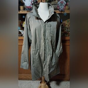 Stylus JC Penney Smoky Gray Lightweight Windbreaker Trench Jacket XXL Women NWT